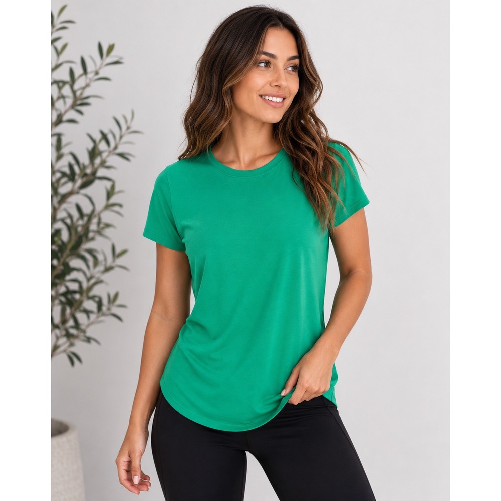 Beyond Yoga On the Down Low Tee Space Dye Crew Neck Green Active Womens Medium
